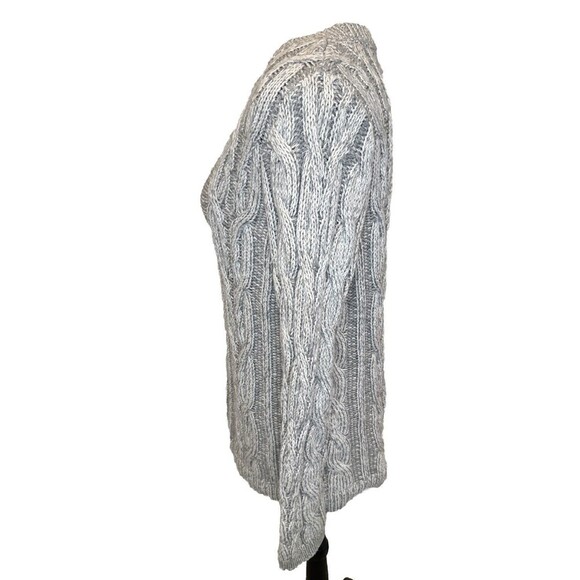 J. Jill Wearever Collection Marled GRAY WHITE Chunky Cable Knit Sweater Sz S - Picture 3 of 10
